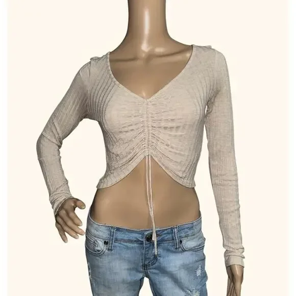 HOT Long Sleeve Crop Tops Forever 21 Knit Top Forever 21 Tops